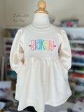 Cream Candy Hearts Sweatshirt Dress with pockets