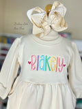 Cream Candy Hearts Sweatshirt Dress with pockets