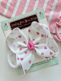 Valentine pink Hearts hairbow