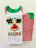 Reindeer Games Family Christmas Pajamas and Nightgowns - raglan striped style - infant to adult sizes