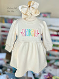 Cream Candy Hearts Sweatshirt Dress with pockets