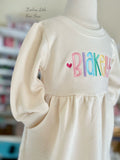 Cream Candy Hearts Sweatshirt Dress with pockets