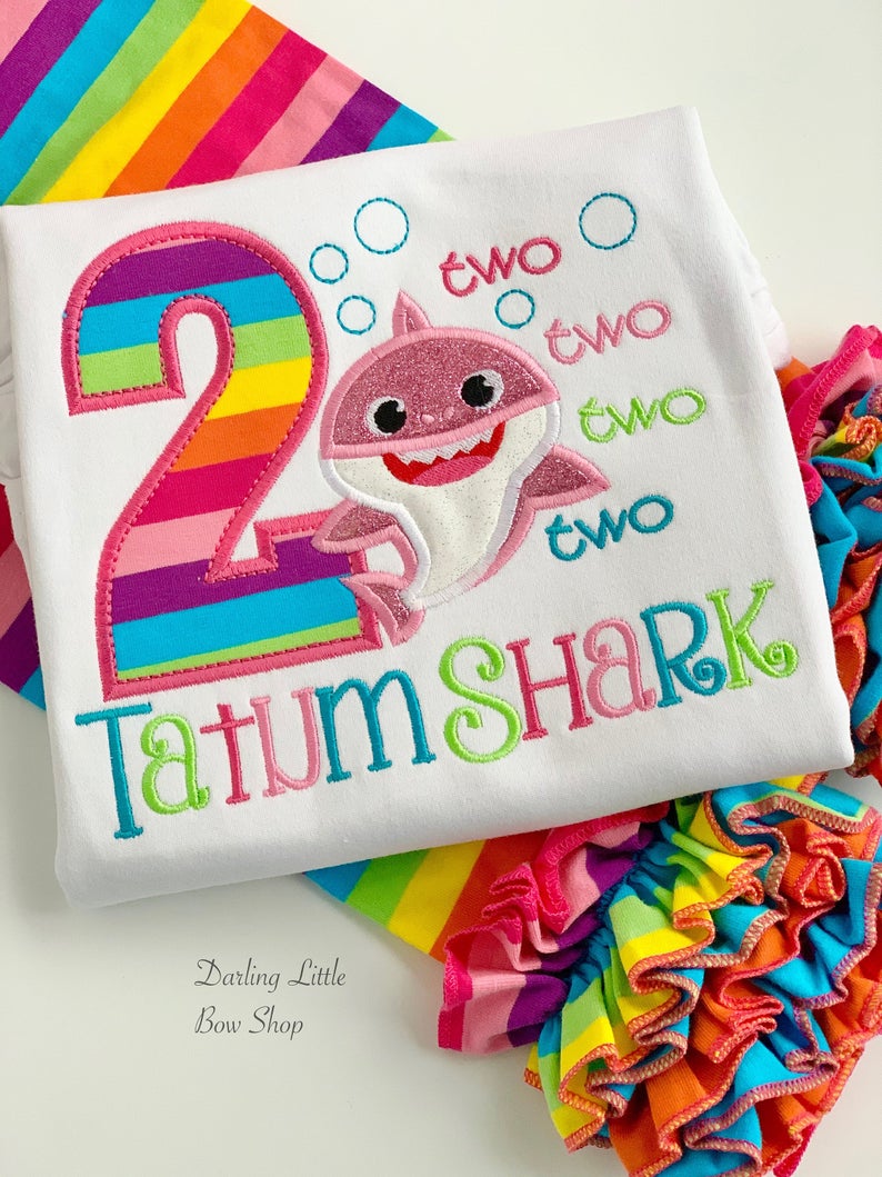 Baby shark 2nd hot sale birthday shirt girl