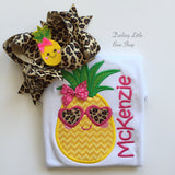 Pineapple Bow -- large bow in leopard print with pineapple center - Darling Little Bow Shop