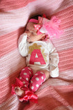 Newborn Take Home Outfit in hot pink and gold - Darling Little Bow Shop