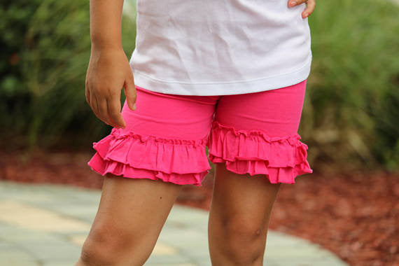 Hot Pink Ruffle Shorties, Hot Pink Ruffle Shorts - knit ruffle