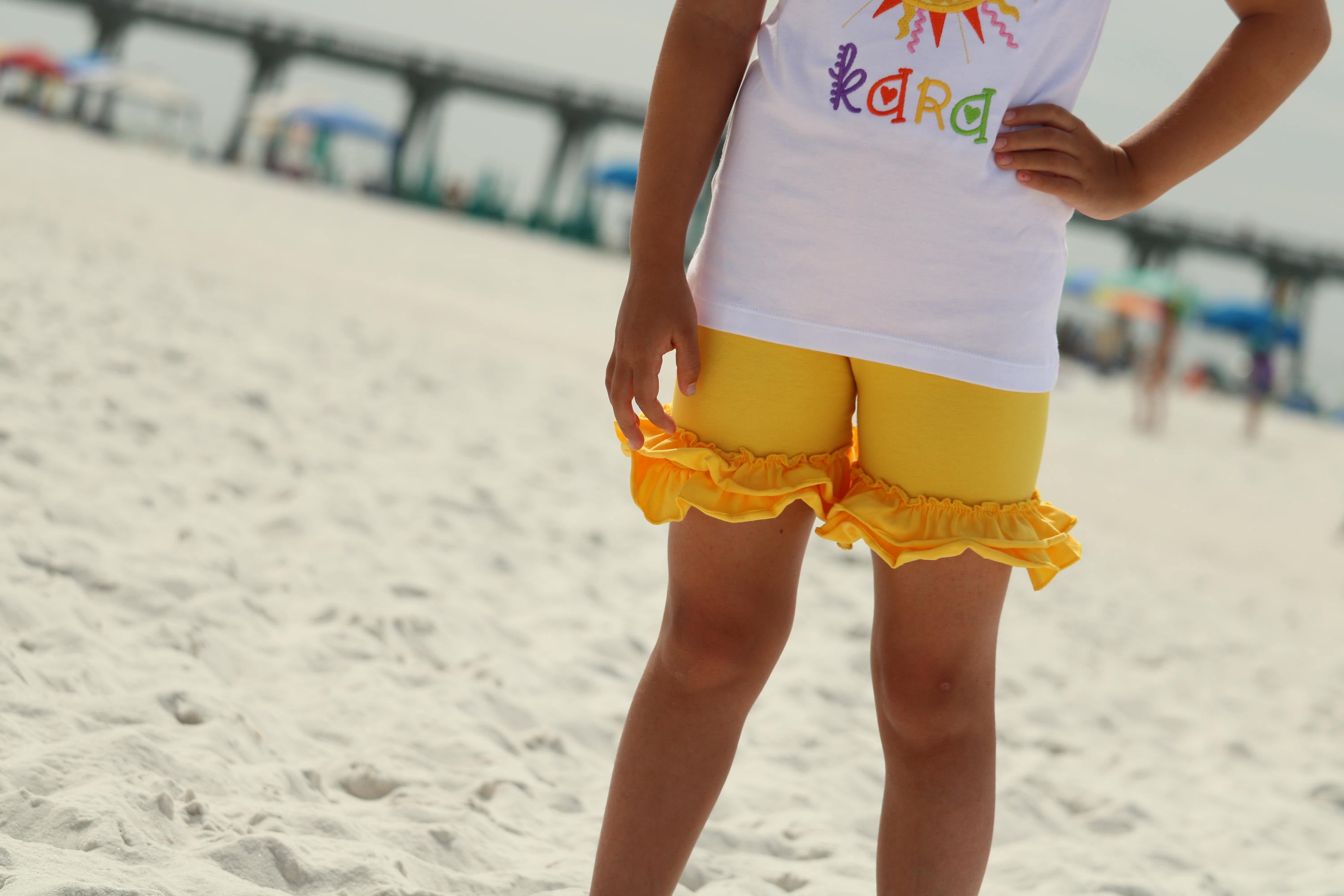 Yellow store ruffle shorts