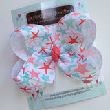 Starfish bow -- mint and coral starfish haribow -- headband option - Darling Little Bow Shop