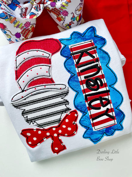 Cat in the Hat inspired shirt for girls Darling Little Bow Shop