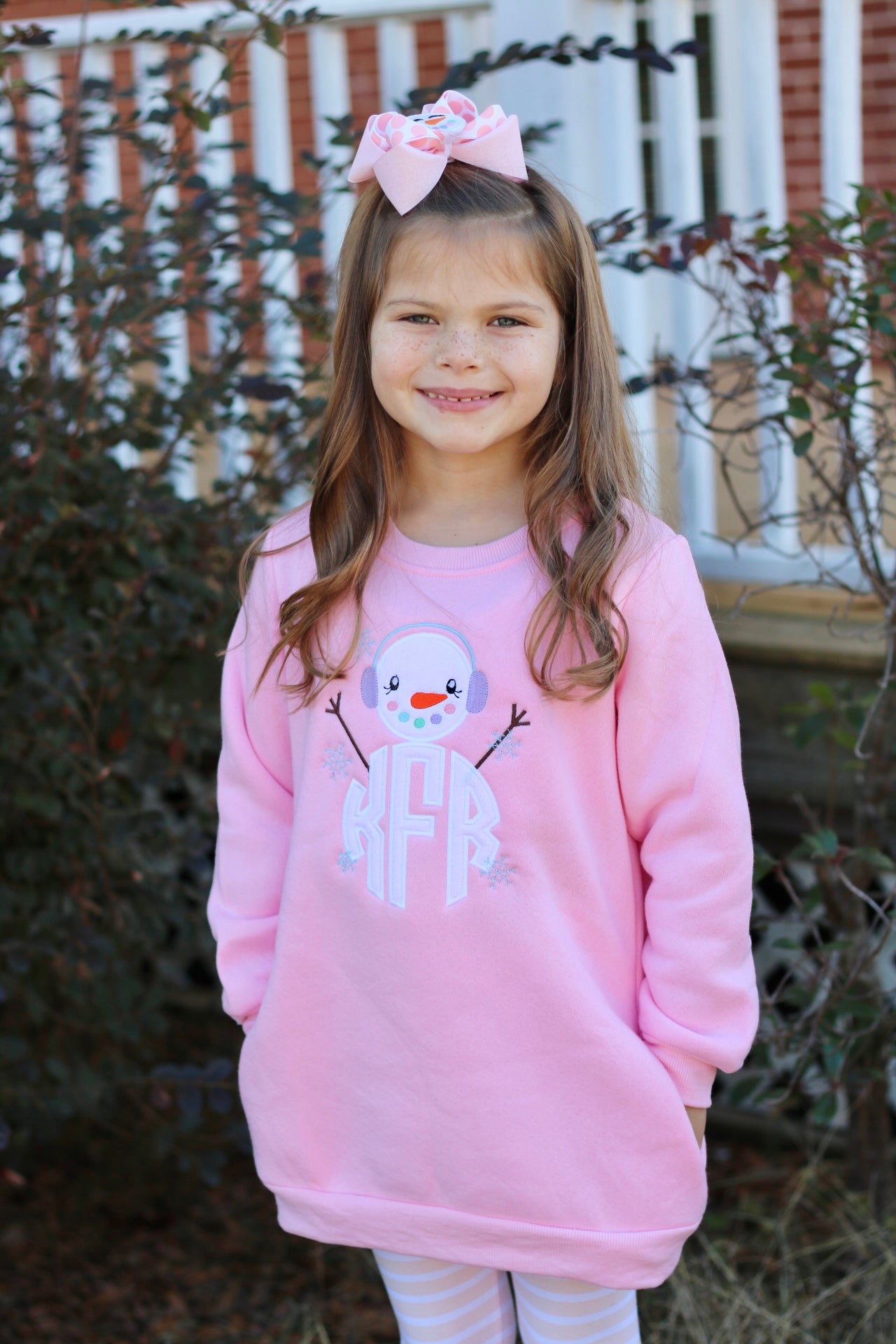 Born to Be Sassy Embroidered Snowman Monogram Sweatshirt