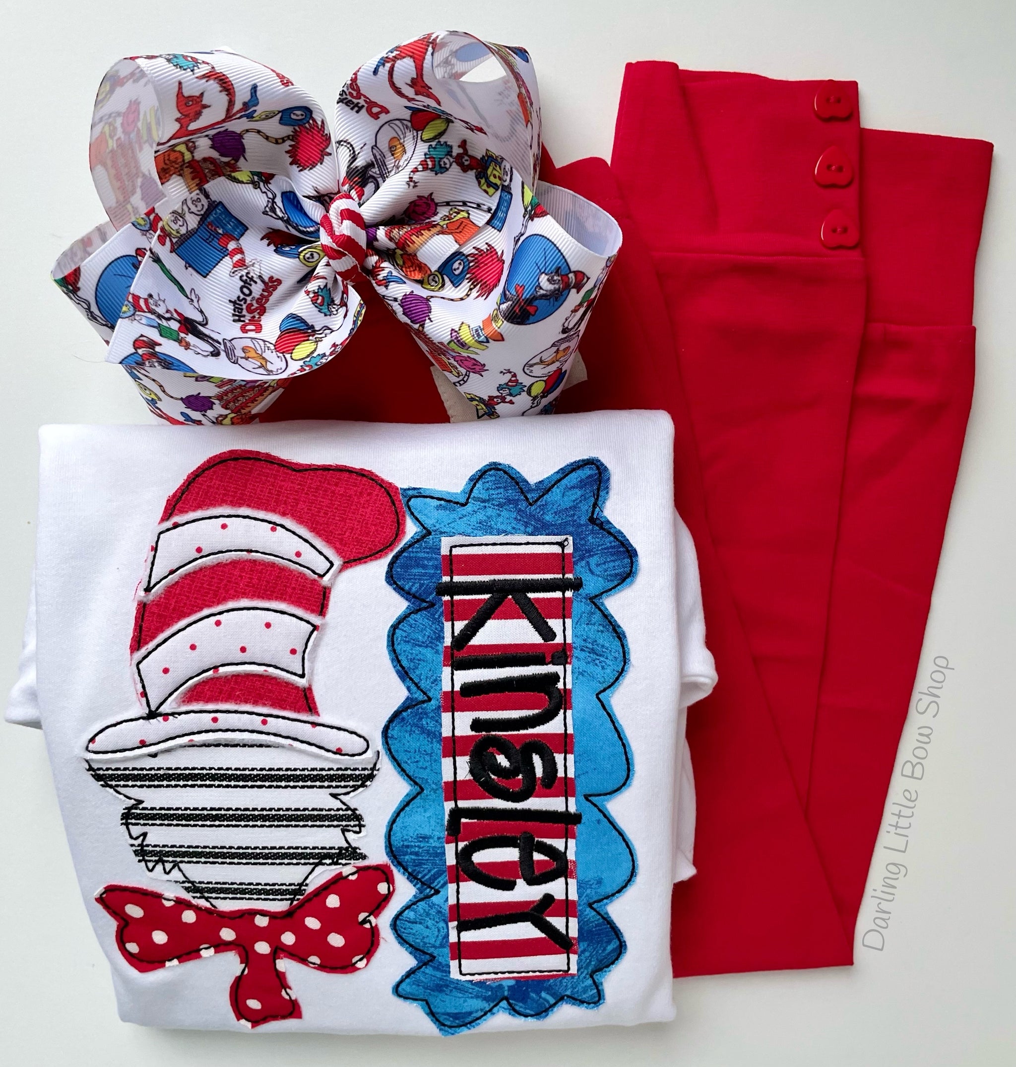 Cat in the Hat inspired shirt for girls Darling Little Bow Shop